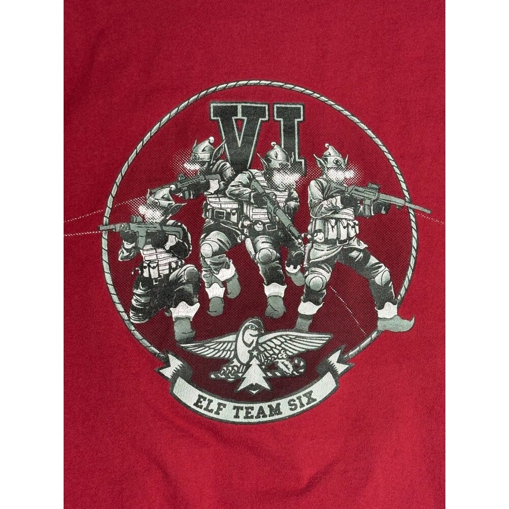 Grunt Style Christmas Elf Team Six Red Tee Shirt Mens XL